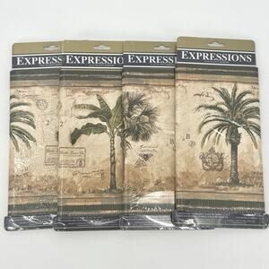 4 VTG Expressions Prepasted Wallpaper Border Palm Trees SB10245B Tropical
